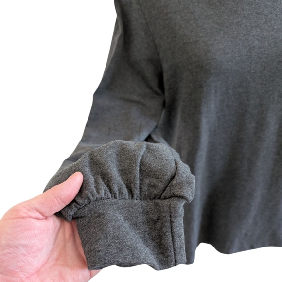 Encircled The Comfy Blouse Dark Grey Puff Sleeves Mock Neck Women's size Large - Picture 6 of 11